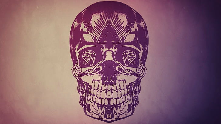 Sugar Skull Tattoo Designs, diamonds, pink, skull Free HD Wallpaper