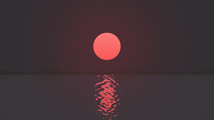 Sunset Minimalist, tranquility, copy space, flame, black color Free HD Wallpaper