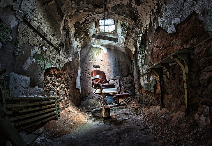 The Eastern State Penitentiary, barber, devastation, sunroof, prison