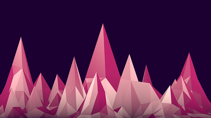 Weed Art Gallery, mountains, geometry, night, pink color