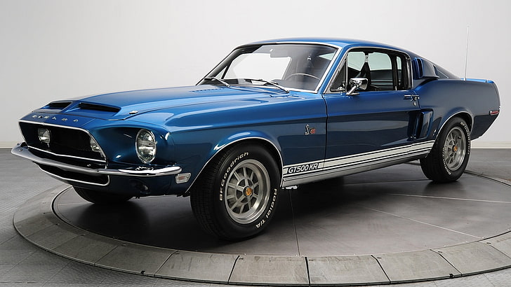 1968 Shelby GT500KR, silver colored, luxury, collectors car, indoors Free HD Wallpaper