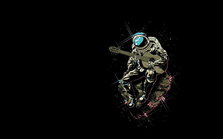 Astronaut in the Ocean Guitar Tabs, sparkles, background, cartoons, black Free HD Wallpaper