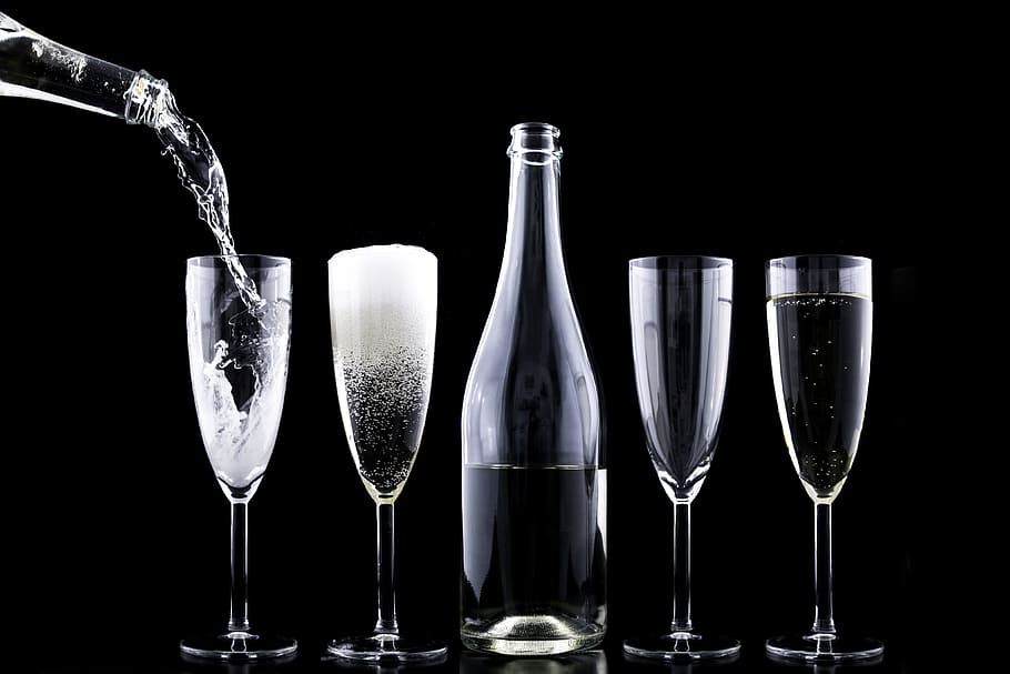 Champagne Glasses Crystal, no people, bottle, celebration, wineglass Free HD Wallpaper