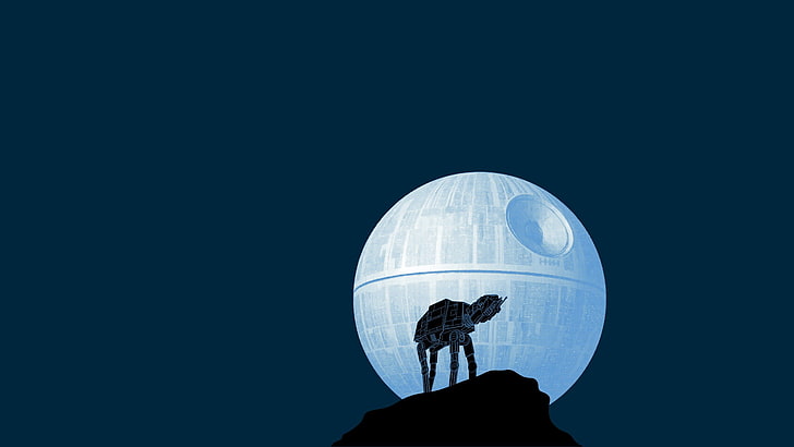 Death Star, minimalism, standing, night, wars Free HD Wallpaper