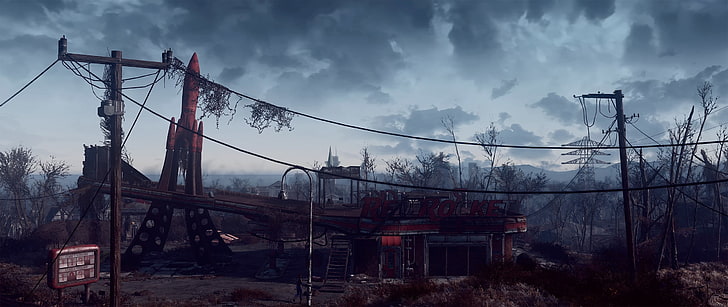 Fallout 4 Game, built structure, connection, electricity, industry Free HD Wallpaper