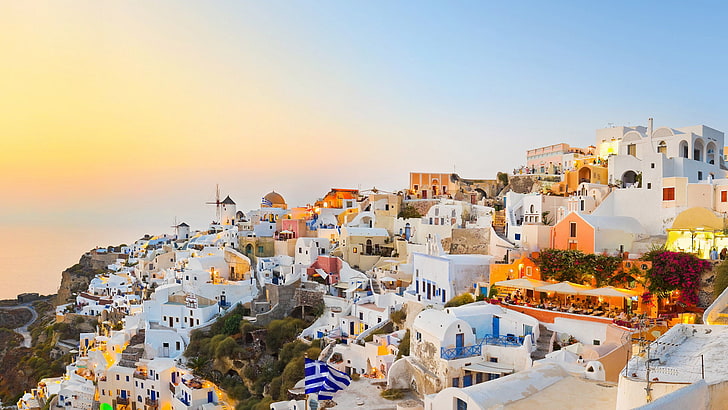 Greece Landscape, church, water, sea, historic