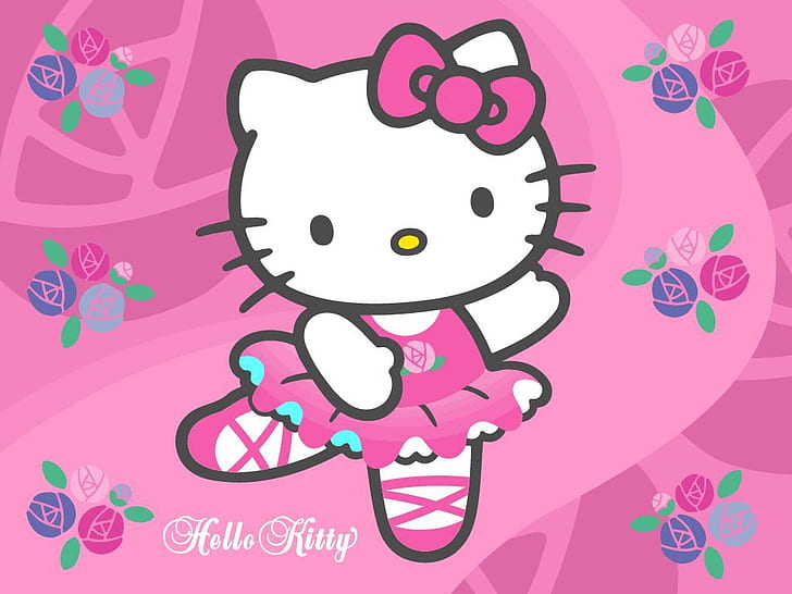 Hello Kitty, hello kitty, art, flowers, kitty Free HD Wallpaper