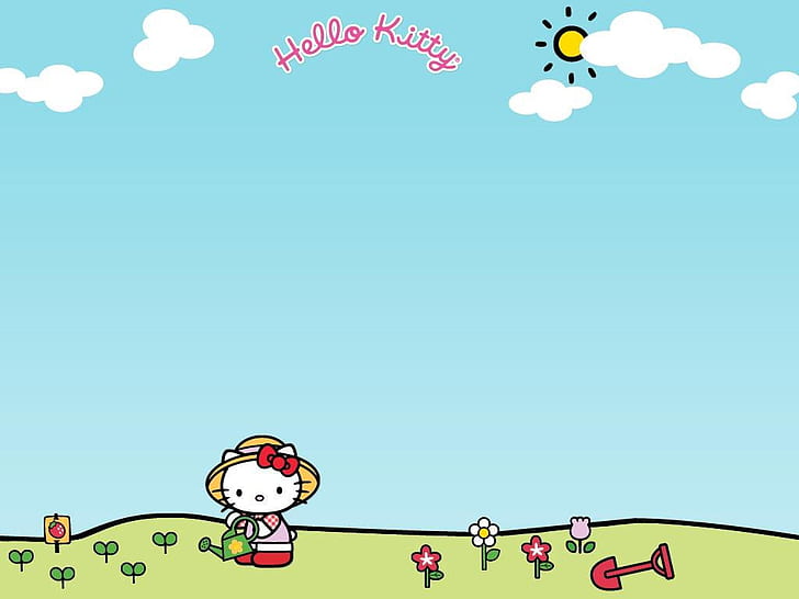 Hello Kitty Spring Computer, hello, dress, art, gardner Free HD Wallpaper