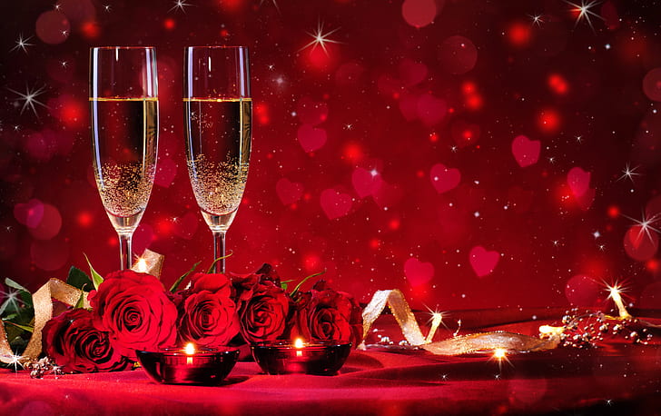 holiday, rose, candle, red rose Free HD Wallpaper