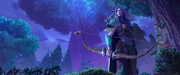 MMORPG, elves, sylvanas windrunner, night elves, ultrawide Free HD Wallpaper