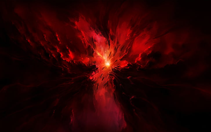 nebula, red star, stars, space art Free HD Wallpaper