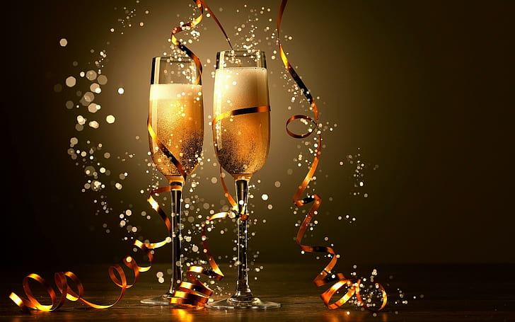 New Year's Champagne Glasses, beautiful, celebrate, champagne, nice Free HD Wallpaper