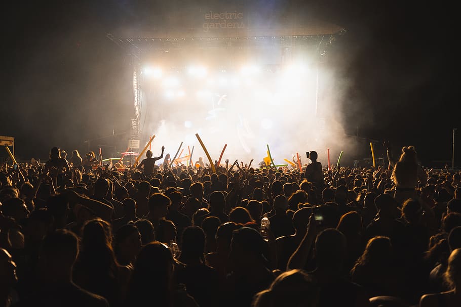 Outdoor Rock Concert Crowds, night, lighting, stage  performance space, arts culture and entertainment Free HD Wallpaper