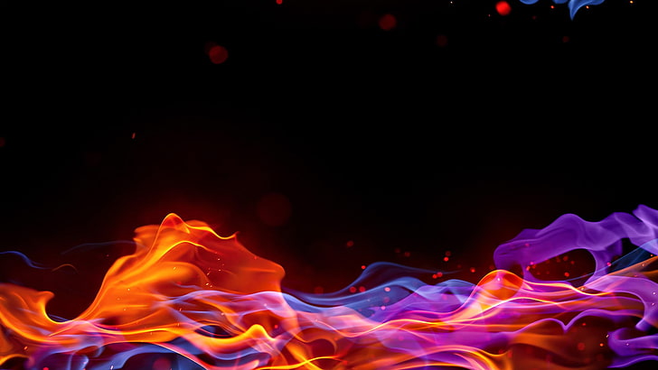 Rainbow Fire Skull, studio shot, no people, graphic, nature Free HD Wallpaper