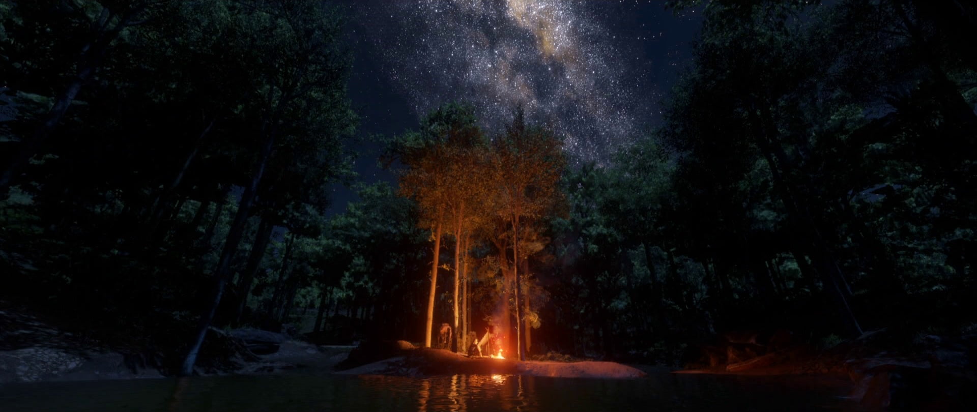 Red Dead Redemption 2 Online, sky, fire, campfire, plant