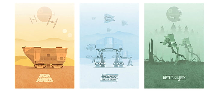 Star Wars Collage Drawing, silhouette, architecture, jawas, nature Free HD Wallpaper