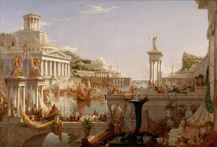 The Course of Empire Destruction Thomas Cole, canvas, painting, ancient rome, roman empire Free HD Wallpaper