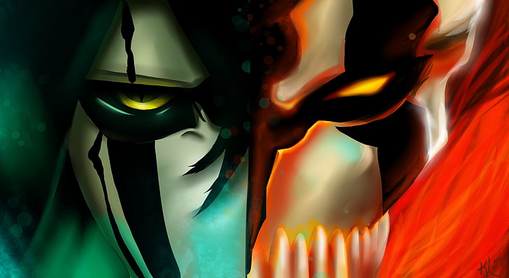 Ulquiorra Hollow, multi colored, splitting, bleach, textured Free HD Wallpaper