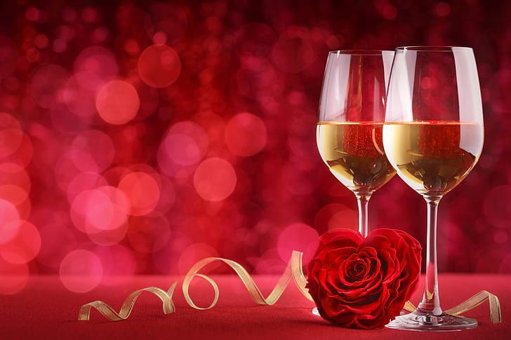 valentine's day, champagne, roses, valentines day Free HD Wallpaper