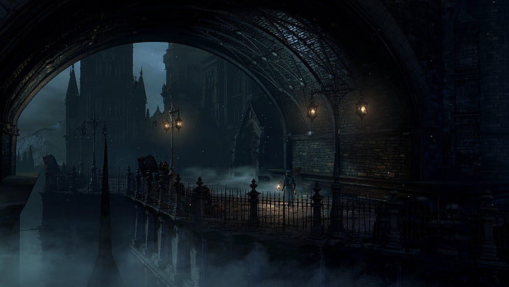 Bloodborne Enemies, reflection, lighting equipment, dark, building exterior Free HD Wallpaper