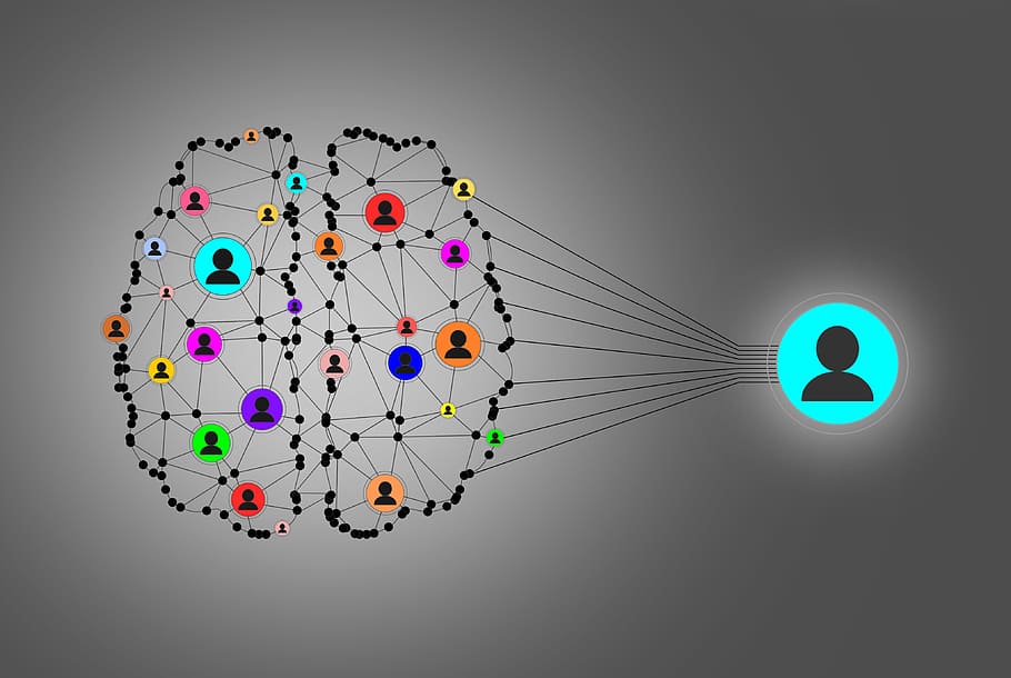 Brain Power of People Collective Network, corporate, futuristic, nodes, geometric shape