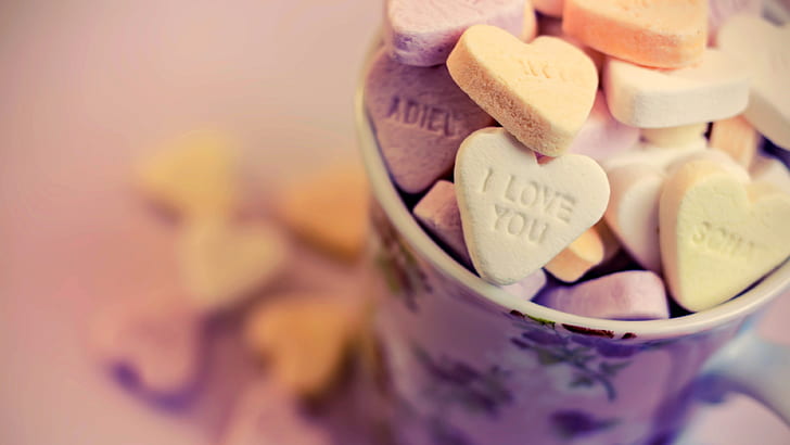 candy, Love, cup,, love Free HD Wallpaper
