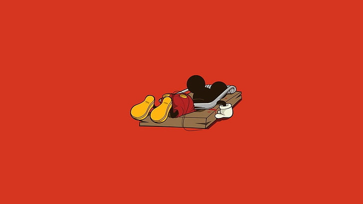 Cartoon Mickey Mouse, indoors, orange color, cut out, disney Free HD Wallpaper