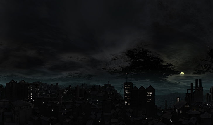 Cityscapes at Night Photography, thief, dark, moon, cityscape Free HD Wallpaper