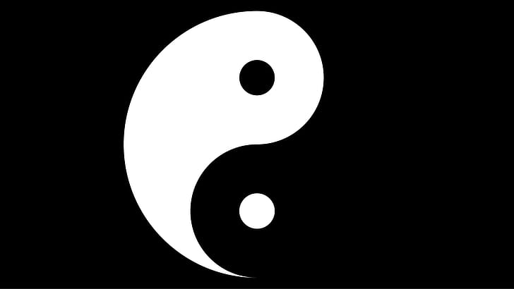 Colorful Yin Yang, yin and yang, black background, white, black Free HD Wallpaper