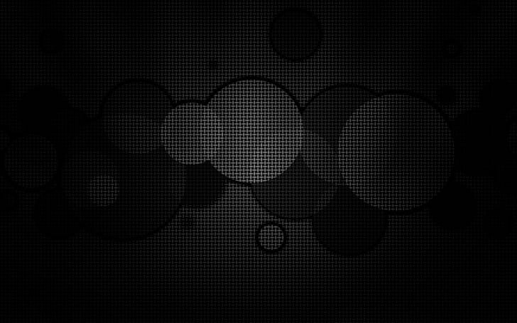 Cool Dark Black, background, circles, grid, dark Free HD Wallpaper