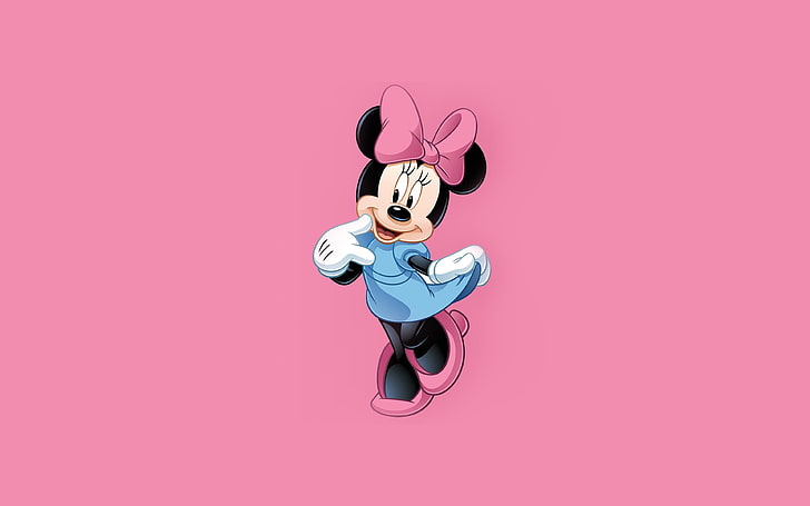 Cute Minnie Mouse Cartoon, emotion, females, pink color, high angle view Free HD Wallpaper
