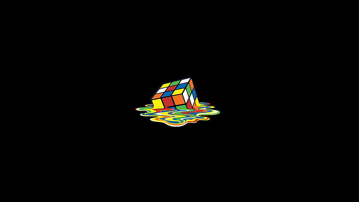 First Rubik's Cube, indoors, arts culture and entertainment, leisure games, dark Free HD Wallpaper