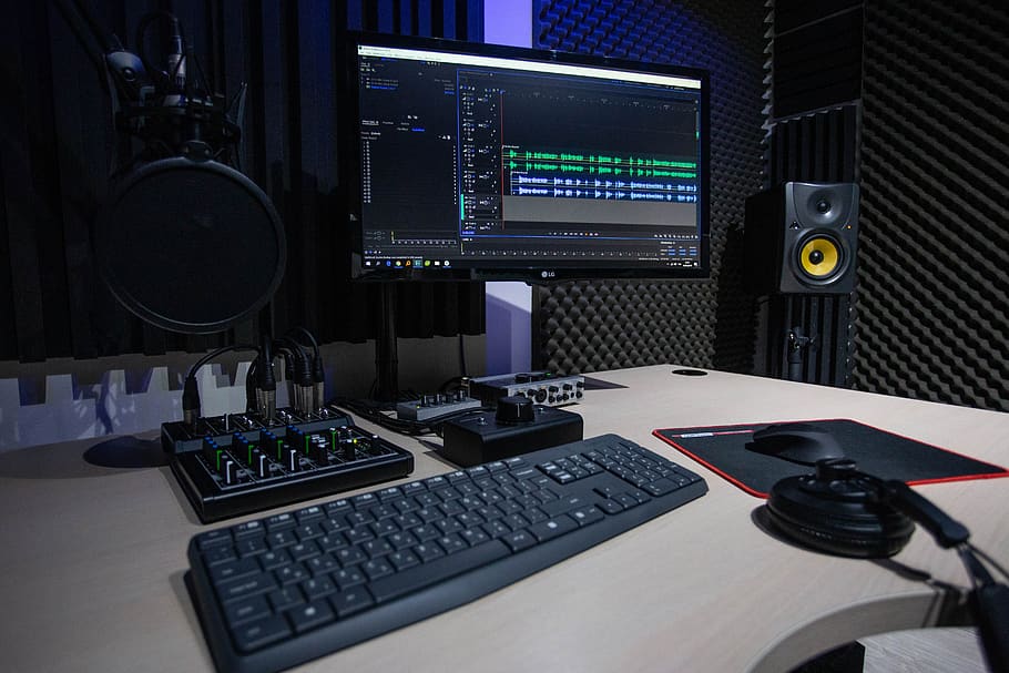 FM Radio Station Studio, furniture, sing, no people, computer equipment Free HD Wallpaper