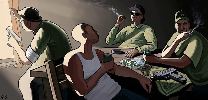 Grand Theft Auto San Andreas Xbox, three quarter length, people, mature men, auto Free HD Wallpaper