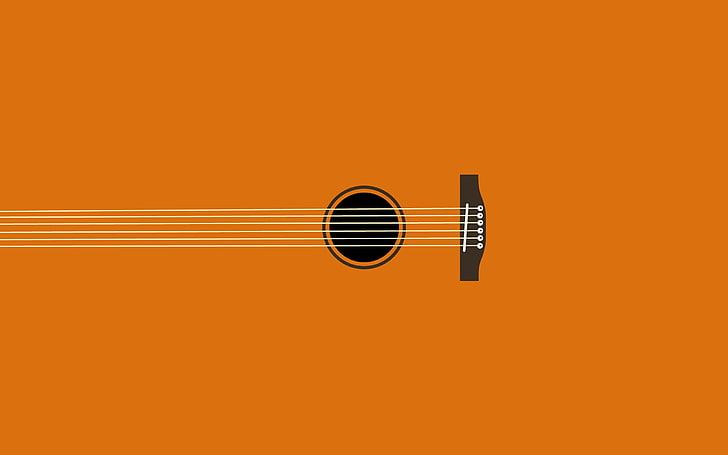 Guitar Minimalist, orange color, musical instrument string, string instrument, copy space Free HD Wallpaper