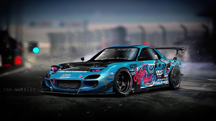 Hans Mazda RX-7 Tokyo Drift, drift, mazda, auto, blue Free HD Wallpaper