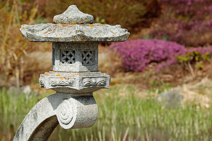 Japanese Rock Garden Design, tranquil scene, formal garden, purple, nature Free HD Wallpaper