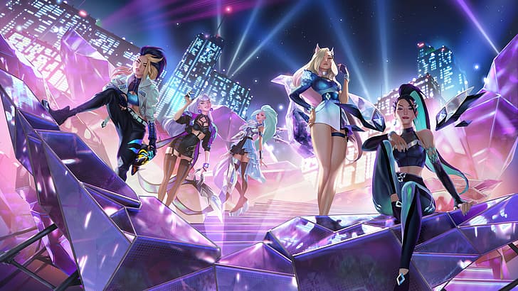 kDa All Out Akali in Game, evelynn league of legends, ahri, seraphine league of legends, riot games Free HD Wallpaper