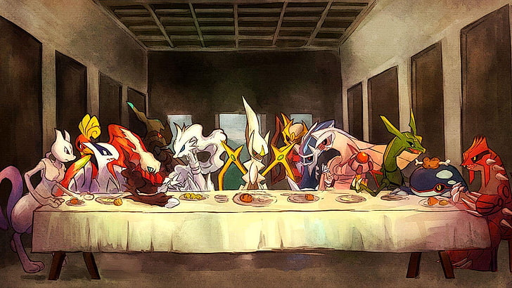 Legendary Pokemon Last Supper, variation, arts culture and entertainment, supper, arrangement Free HD Wallpaper