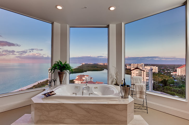 Luxury Bathroom Interior Design, domestic bathroom, blue, home ownership, home Free HD Wallpaper