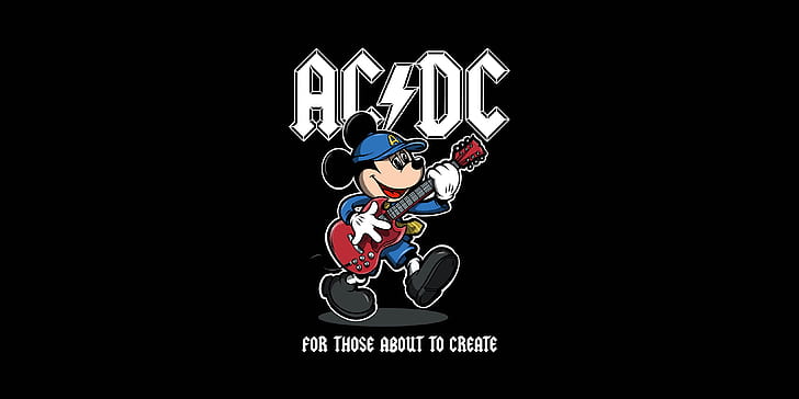 Mickey Mouse Art Prints, acdc, music, Mickey Mouse, mickey mouse Free HD Wallpaper