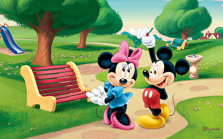 Mickey Mouse Love, park, mouse, mickey, minnie Free HD Wallpaper