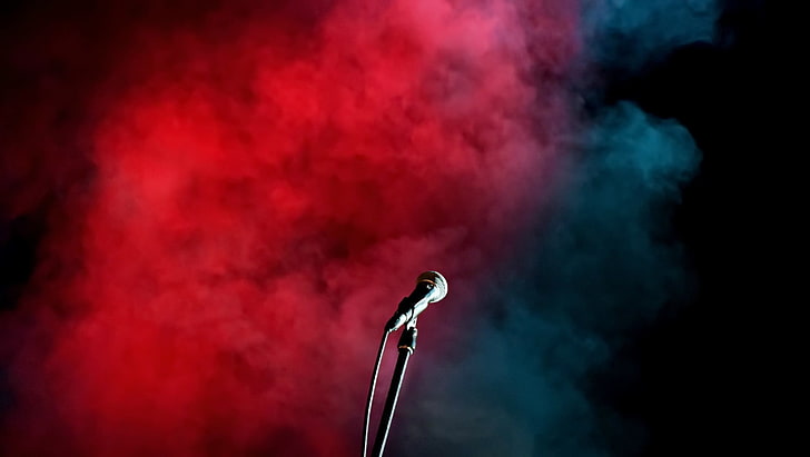 Microphone On Stage, smoke  physical structure, event, stage  performance space, arts culture and entertainment Free HD Wallpaper