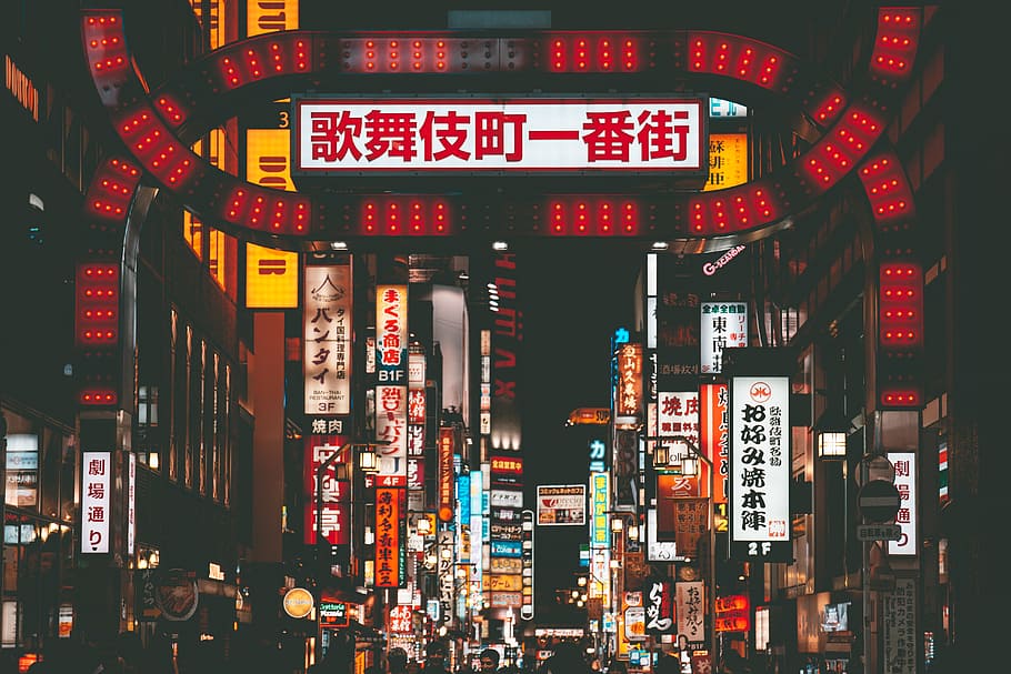 New York Street, commercial sign, advertisement, red light district, hectic