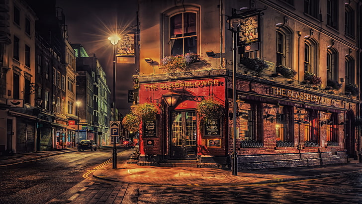 Night Time City Street, nature, outdoors, no people, london Free HD Wallpaper