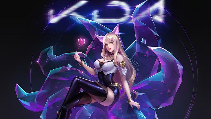 Nine-Tailed Fox Woman, kda ahri, nine tails, ahri league of legends, league of legends Free HD Wallpaper