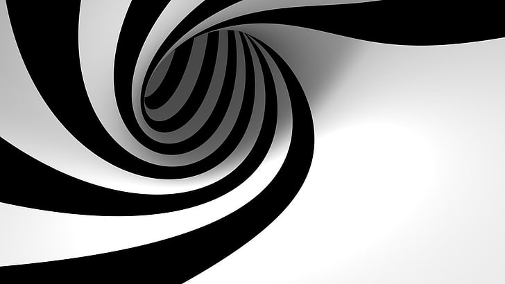 Op Art Black and White, futuristic, fantasy, shapes, color Free HD Wallpaper