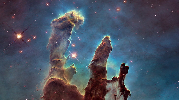 Pillars of Life Space, pillars of creation, rock formation, sky, science