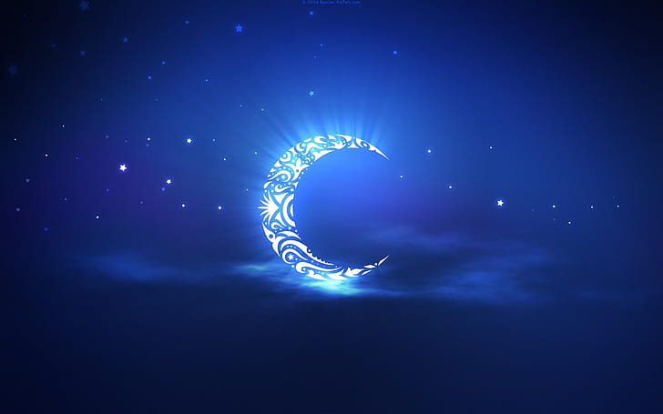 Ramadan Moon Decorations, artistic, crescent, in, half Free HD Wallpaper