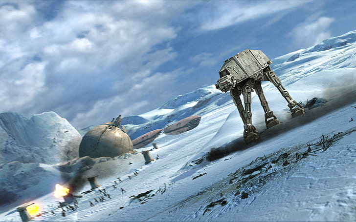 Star Wars Battle Artwork, stars, space, atat, art Free HD Wallpaper